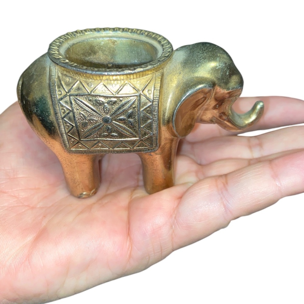 Stylized Gold Elephant with Antique Finish